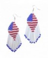 Patriotic American Flag Beaded Chandelier Memorial Day or Fourth of July Earrings & Gift Pouch - CJ1838USHDO