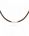 4mm Brown Braided Leather Cord Necklace Choker with Solid 925 Sterling Silver Clasp 18" - CA115GMBQYN