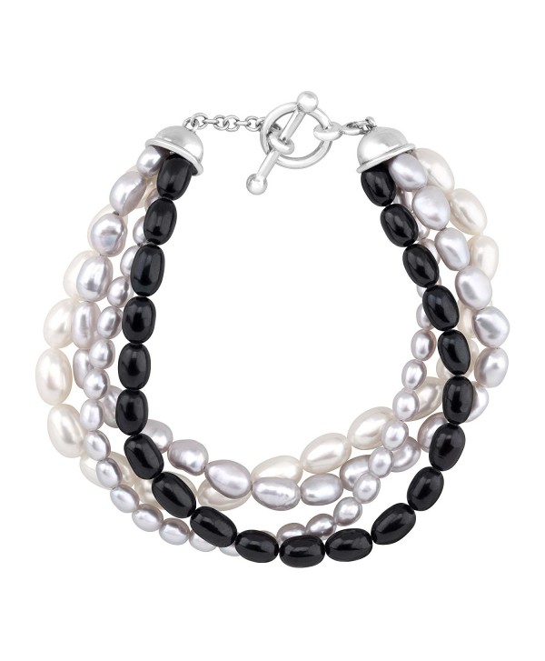 Honora 4-Strand Baroque Freshwater Cultured Pearl Bead Bracelet in Sterling Silver - C112G8LXLWP