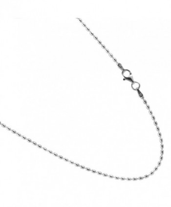 Rice Bead Sterling Silver Chain. 1.75 by 3mm Italian Necklace. 16-18-20-22-24-30" - C917Z3CGGHY