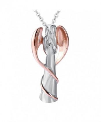 CJJ9739 Angel Memorial Cremation Jewelry Urn Necklace for Ash Stainless Steel Keepsake Casket Locket - Rose Gold - C2187WW0M0E