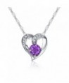 Ideal Gifts Sterling Silver and Natural Gemstone Heart Style Pendant Necklace-18" - Natural Amethyst - CC17AZXAIDD