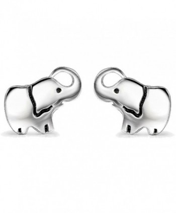 YFN Ladies Lovely Cute Jewelry Gift Silver Good Lucky Elephant Stud Earrings Charms - C412NR241Z9