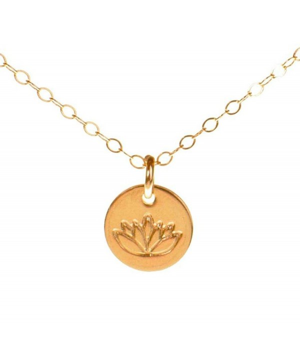 Lotus Necklace- Tiny Gold Filled Yoga Pendant on 14k Gold Filled Chain- Dainty Zen Flower Charm - C711EGLK0F1