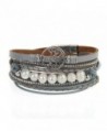 Jenia Leather Bracelet Pearl Wristband - sport wristband-gray - C618530MWOK