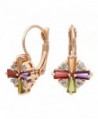 Kemstone Colorful Cubic Zirconia Leverback Dangle Earrings Gold Plated Jewelry for Women - C812G9GNOHV