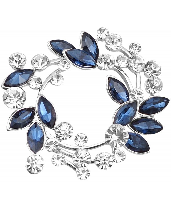 Gyn&Joy Clear Crystal Rhinestone Floral Wreath Pin Brooch BZ005 - Silvery Tone Plated - CC180E5NHI8