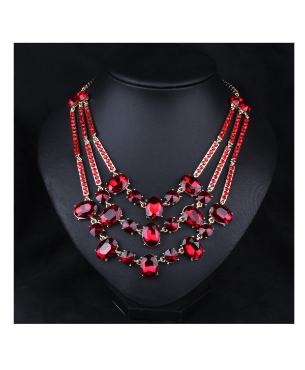 Hamer Women's Multi-color Crystal Luxury Statement Chokers Necklace Pendant Jewelry for Girls - Red - CR12FY2TKSX