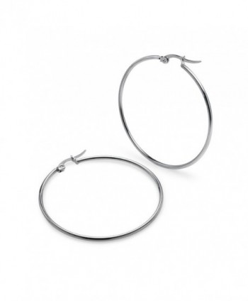 Silver Stainless Steel Earrings Yellow in Women's Hoop Earrings