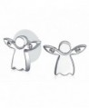 Petite Crystal Guardian Angel Stud earrings Rhodium Plated Brass 10mm - CQ11CZFSHPP