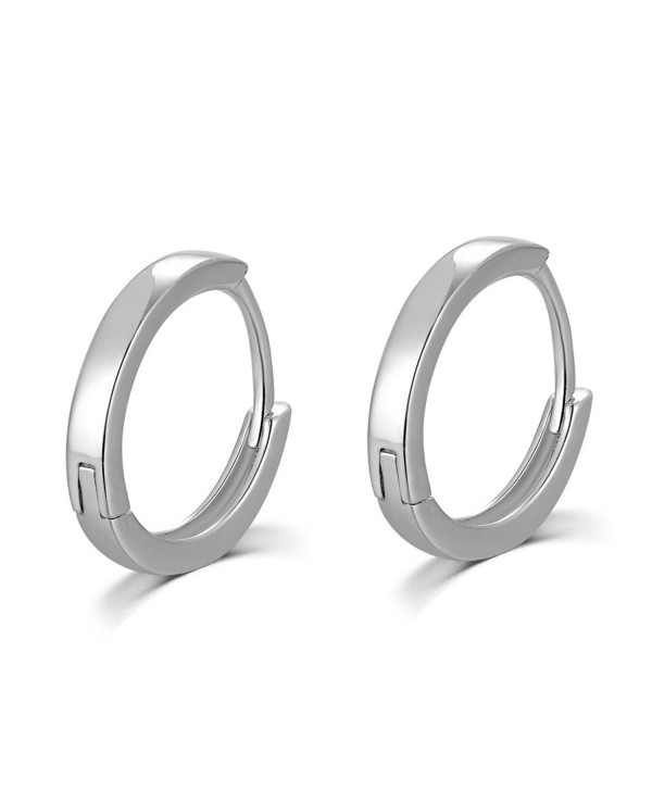 MBLife 925 Sterling Silver Polished Finish Unisex Huggie Mini Hoop Earrings (15mm Diameter) - CH116KWOZVJ