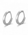 MBLife 925 Sterling Silver Polished Finish Unisex Huggie Mini Hoop Earrings (15mm Diameter) - CH116KWOZVJ