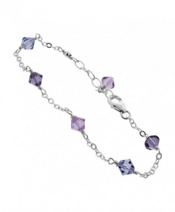 Gem Avenue Sterling Silver Swarovski Elements Multicolor Bicone Crystal Ankle Bracelet - C9122J14ESX