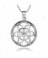 925 Sterling Silver Seed of Life Mandala 28 mm Round Circle Charm Pendant Necklace- 18 inches - CF11W4HEU37