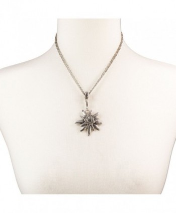 Bavarian Rhinestone Edelweiss Necklace coloured in Women's Pendants