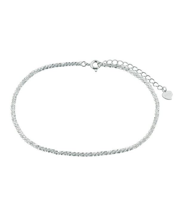 LuckyJewelry Sexy 925 Sterling Silver Simple Barefoot Anklet Ankle Bracelet - CE12KH638B1