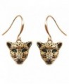 Navachi 18k Yellow Gold Plated Cheetah Leopard Head Crystal Az1384e Dangle Drop Earrings - CD17Y05OIE2