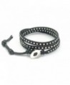 DEW Drops Hematite Garnet Black and Silver beads Leather Wrap Bracelet - 3 Wraps- 2mm/bead - CE17YG5SXRH