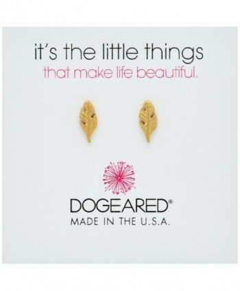 Dogeared It's The Little Things Feather Stud Earrings - Gold - CL12MA65KMI