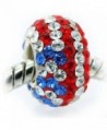 European" USA Flag - Red / White / Blue " Rhinestones Spacer Bead for Snake Charm Bracelet - CD11DTIWXTN
