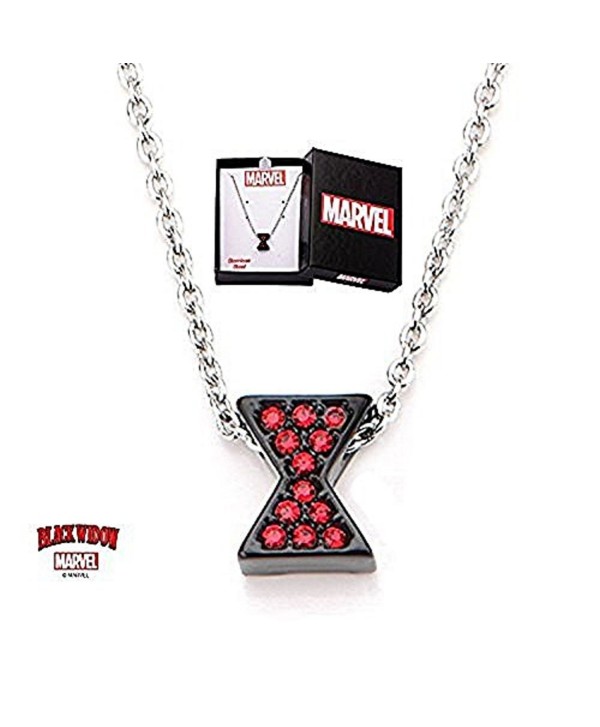 Women's Stainless Steel Avengers Black Widow Necklace with Red Cubic Zirconia Gems Necklace - CY1204SUGKD