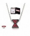 Women's Stainless Steel Avengers Black Widow Necklace with Red Cubic Zirconia Gems Necklace - CY1204SUGKD