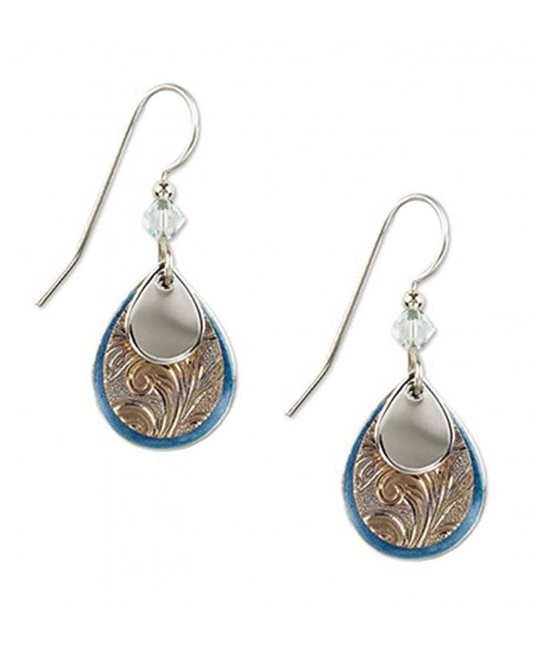 Silver Forest Silvertone and Blue Enamel Teardrop Layered Dangle Earrings - C511OEEJ1C3