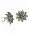 Simulated Rhinestone Cluster Flower Clip-on Earrings - Hematite - CZ11D5ZGBGB