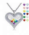 Family Tree of Life Floating Living Memory Love Heart Locket CZ Necklace All 12 Heart Birthstones Include - CA188U8NSIA