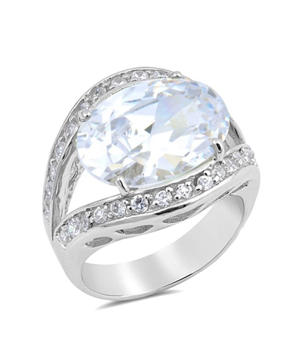 CHOOSE YOUR COLOR Sterling Silver Large Ring - White Simulated Cubic Zirconia - C012O37I2DH