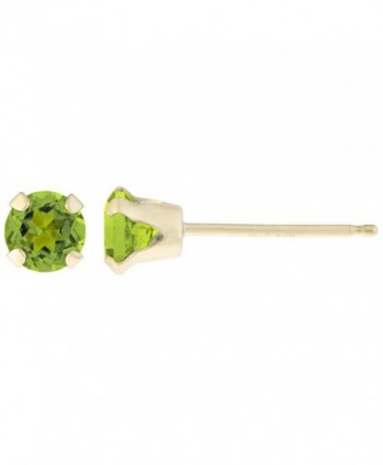 .20 CT Round 3MM Green Peridot 14K Yellow Gold Stud Birthstone Earrings - CF12G58K21T