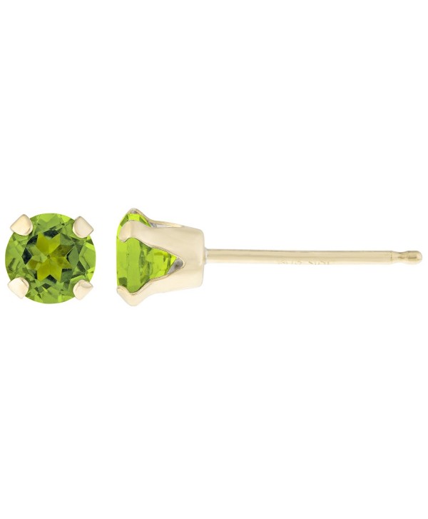 .20 CT Round 3MM Green Peridot 14K Yellow Gold Stud Birthstone Earrings - CF12G58K21T