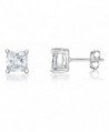 Sterling Silver 925 CZ Diamond Round or Square Basket Prong Set Stud Earrings (ROUND 5MM) - CB12D5UJCLL