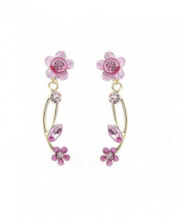 Glamorousky Pink Flower Shape Golden Earrings with Pink Austrian Element Crystals (831) - CK118SOE5SZ