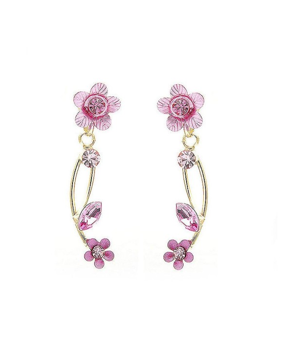 Glamorousky Pink Flower Shape Golden Earrings with Pink Austrian Element Crystals (831) - CK118SOE5SZ