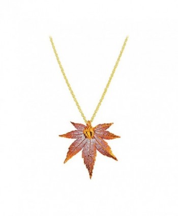Gem Avenue Copper Plated Japanese Maple Real Leaf Pendant 1mm Rolo Chain Necklace (18" - 20" Available) - C4115PCR76Z