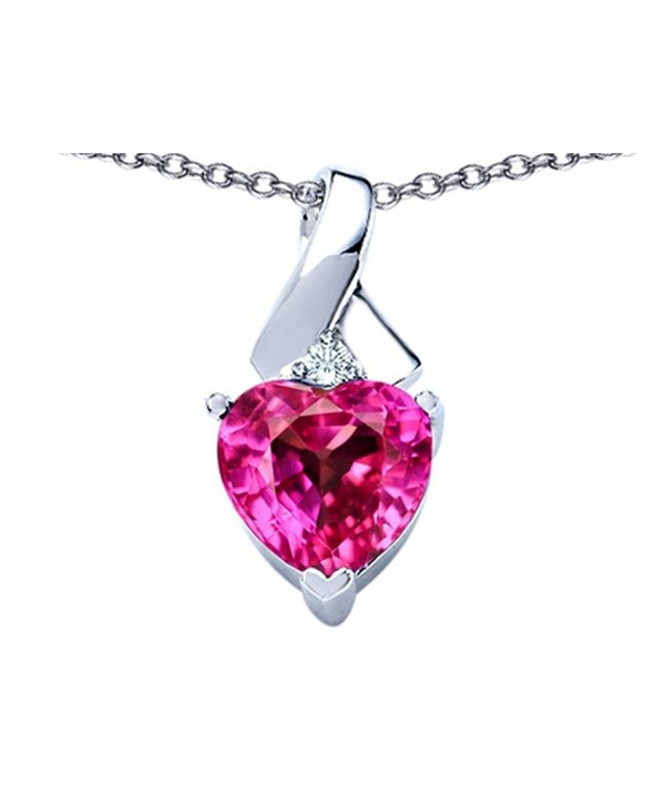 Star K Sterling Silver 8mm Heart Shape Ribbon Pendant - Created Pink Sapphire - C41100BKKXX