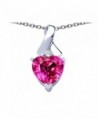 Star K Sterling Silver 8mm Heart Shape Ribbon Pendant - Created Pink Sapphire - C41100BKKXX