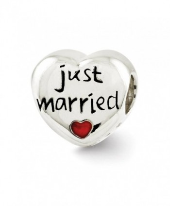 Sterling Silver and Enameled Just Married Heart Bead Charm - CM124GNY7MZ