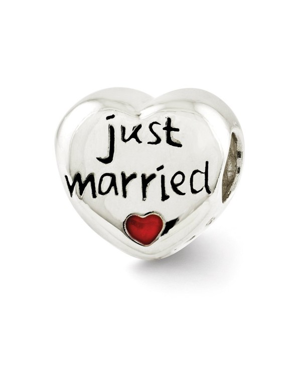 Sterling Silver and Enameled Just Married Heart Bead Charm - CM124GNY7MZ