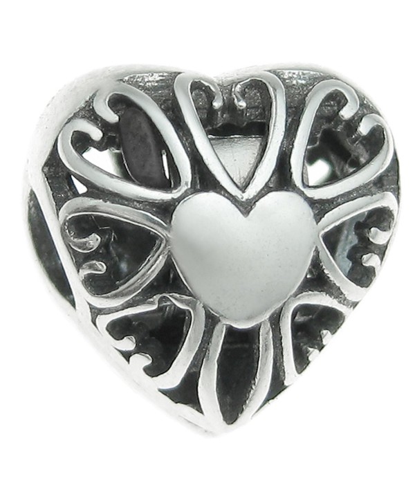 Sterling Silver Love Heart Valentine Clip Lock European Style Bead Charm - C111APG3ABP