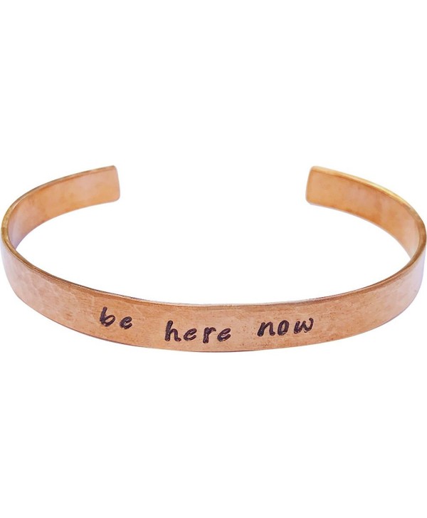 Be Here Now Bracelet Hand Stamped Mantra Yoga Inspirational Intentional Jewelry 1/4" copper - CK17YQT6YGO