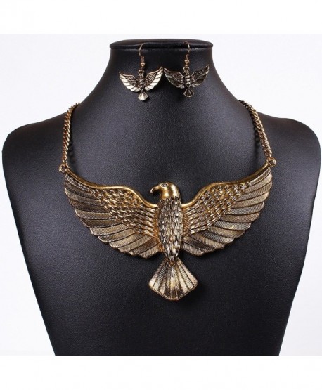 Winson Vintage Big Eagle Statement Collar Necklace Earring Jewelry Set - golden - C911OPR76P3