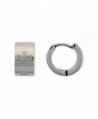 Stainless Steel Huggie Earrings Etched Maltese Cross 1/2 inch Diameter - CA111K5OE4J