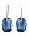EleQueen 925 Sterling Silver CZ Rectangle Hook Drop Earrings Made with Swarovski Crystals - Denim Blue - CX12IDZGXOH