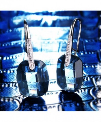 EleQueen Sterling Rectangle Earrings Swarovski