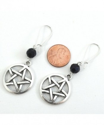 Pentacle Silver Earrings Pentagrams Crystals