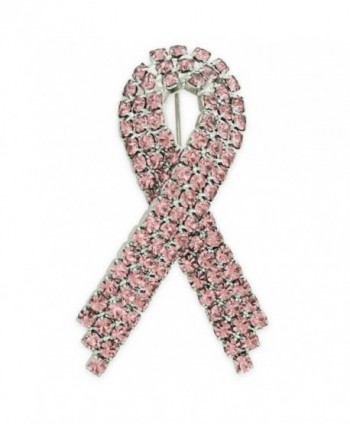 PinMart's Breast Cancer Pink Rhinestone Crystal Awareness Ribbon Pin Brooch - CT110T809F1