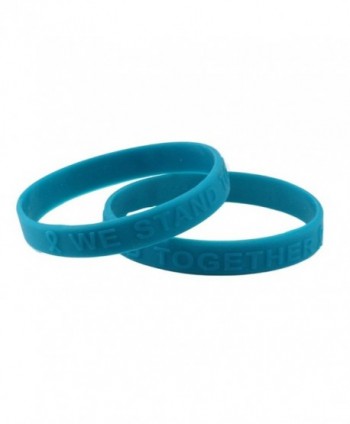 Teal Ribbon Silicone Bracelet (Raised Letter) Fundraiser 25-Pack - CT11DEDPZBL