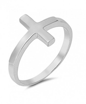 CHOOSE YOUR COLOR Sterling Silver Sideways Cross Ring - Sterling Silver - CG11GQ40JHZ